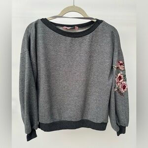 Hunkemoller Loungewear‎ Embroidered Sweater in Gray, Size S